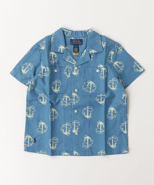 ブラウス シャツ アンカープリント コットン オックスフォード シャツ キッズ 子供服 男の子の画像