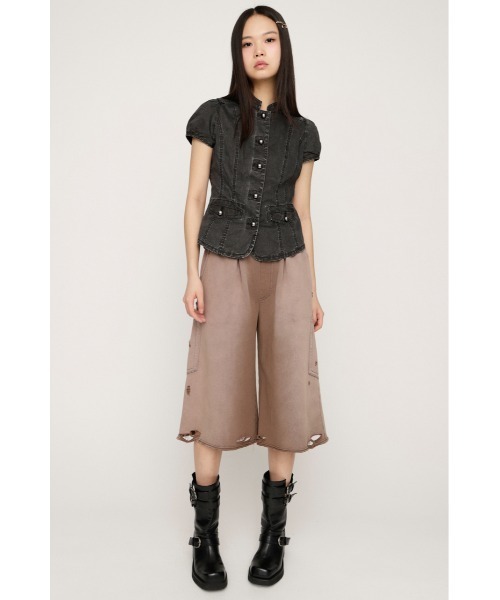 ブラウス シャツ WASHED FRENCH S/L MILITARY SH ウォッシュドフレンチスリーブミリタリーシャツ 春服 レディースの画像