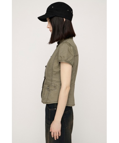 ブラウス シャツ WASHED FRENCH S/L MILITARY SH ウォッシュドフレンチスリーブミリタリーシャツ 春服 レディースの画像