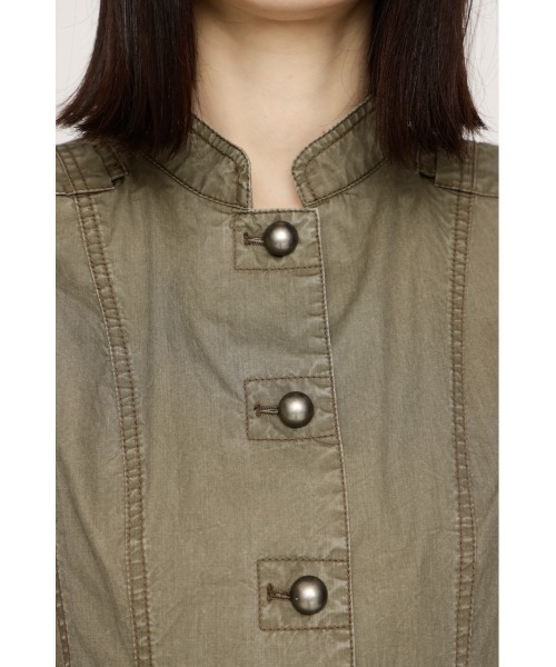 ブラウス シャツ WASHED FRENCH S/L MILITARY SH ウォッシュドフレンチスリーブミリタリーシャツ 春服 レディースの画像