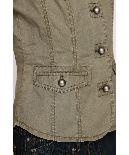 ブラウス シャツ WASHED FRENCH S/L MILITARY SH ウォッシュドフレンチスリーブミリタリーシャツ 春服 レディースの画像