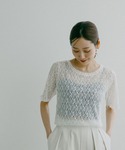 tシャツ ストレッチ総レースプルオーバー半袖/...の詳細画像5
