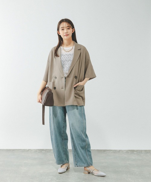 GLOBAL WORK（グローバルワーク） tシャツ 半袖 ストレッチ総レース