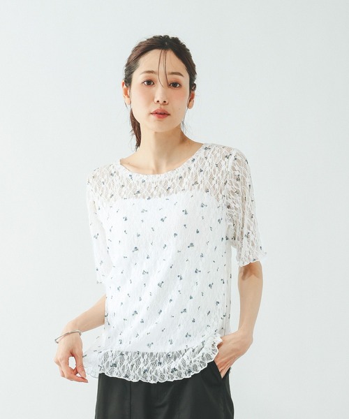 GLOBAL WORK（グローバルワーク） tシャツ ストレッチ総レースプル 