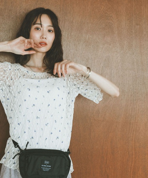GLOBAL WORK（グローバルワーク） tシャツ 半袖 ストレッチ総レース