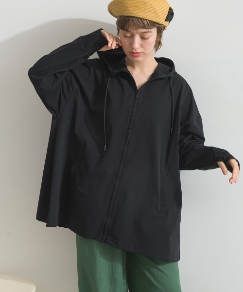 新品未使用接触冷感 UVカット(UPF50＋) 撥水加工 パーカーブラック完売色 Fizz（フィズ） uvカット パーカー 冷感 UPF50+ 接触冷感ワイド