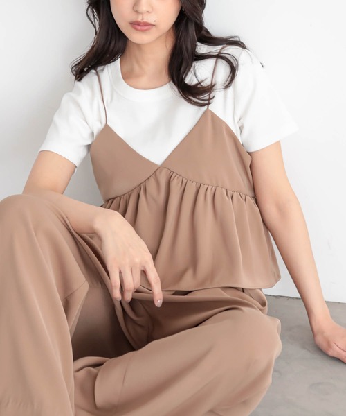 レイヤードキャミカットソー （GRY） for/c（フォーシー） キャミソール ダブルクロスレイヤードキャミ