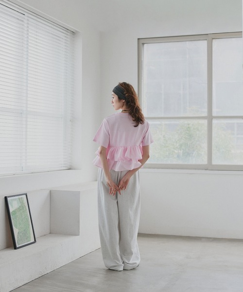 ad thie（アドティエ） tシャツ ティアードフリル ショート丈 Tシャツ