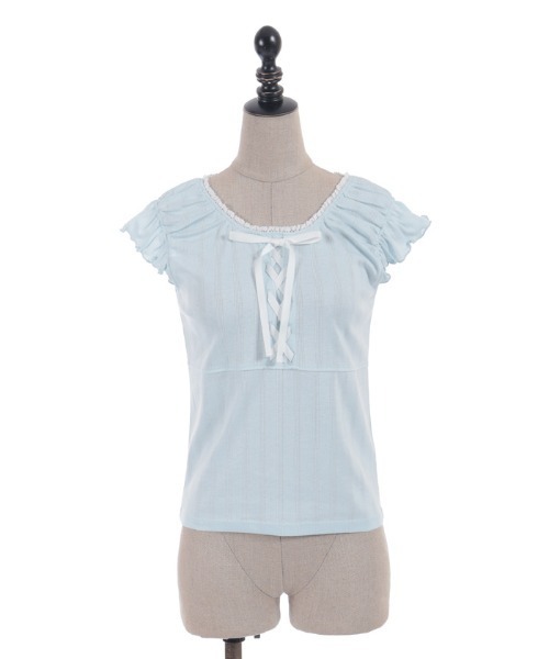 axes femme POETIQUE タンクトップ ノースリーブ レースアップギャザー