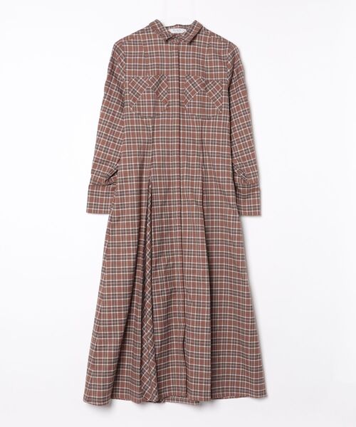 Her lip to チェック柄シャツワンピース M ブラウン レディース
