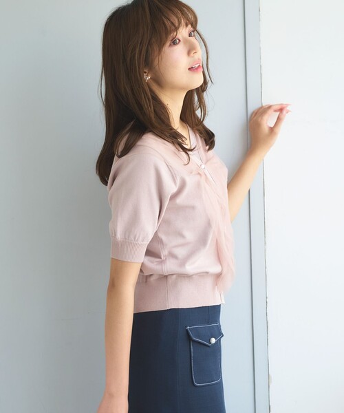 「Feroux」 半袖ニット F ベージュ レディース_画像6