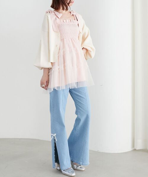 「MAJESTIC LEGON」 ニットカーディガン MEDIUM アイボリー レディース_画像3