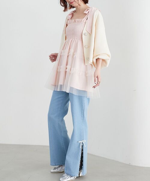 「MAJESTIC LEGON」 ニットカーディガン MEDIUM アイボリー レディース_画像4