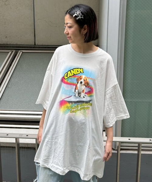 「Candy Stripper」 7分袖カットソー FREE オフホワイト レディース_画像8