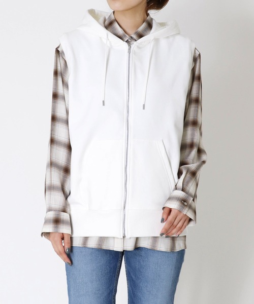 パーカー cotton urake sleeveless zip hoodie(コットン裏毛ノースリーブジップパーカー) レディース DRESSLAVE パーカー cotton urake sleeveless zip hoodie