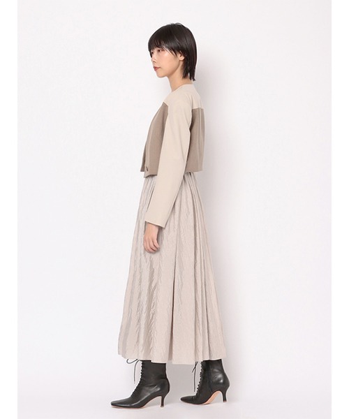 ジャケット ノーカラージャケット バイカラークロップドジャケット  