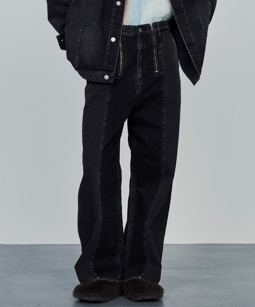 JieDa（ジエダ） ワイドパンツ ジーンズ SWITCHING ZIP DENIM PANTS