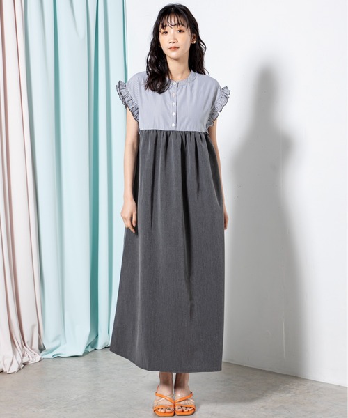 【美品】Reflect 大きいサイズ　ストライプワンピース　15号　日本製 MILLION CARATS（ミリオンカラッツ） ワンピース ストライプ切替が