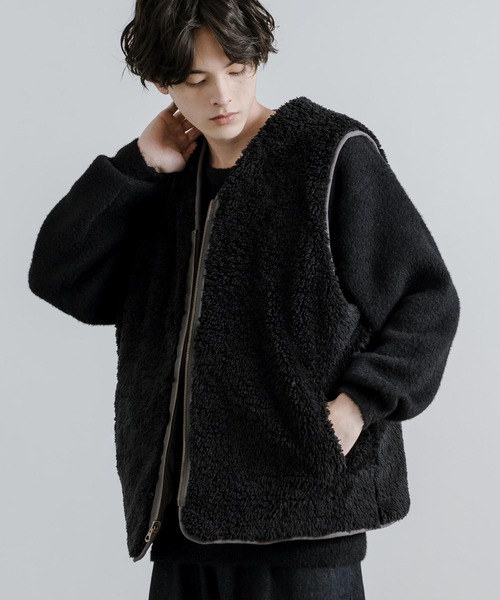 希少　Rocky Monroe 【 2WAY ボア　リバーシブルベスト 】 Rocky Monroe ベスト ジレ 2WAY ボアフリース/キルティング