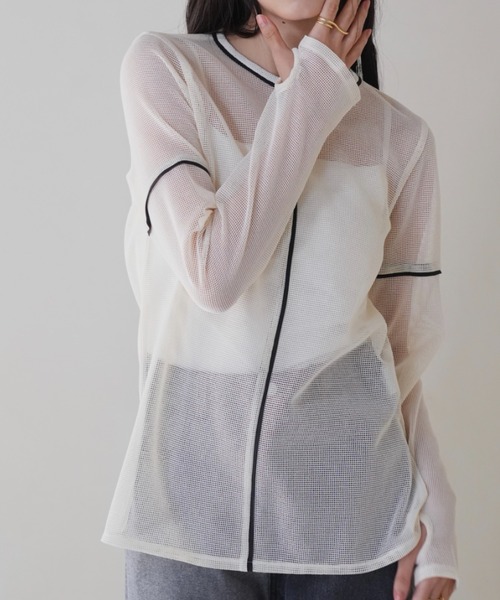 希少⭐︎ジュンヤワタナベ　シースルー　レイヤード　トップス　S Uenui tシャツ 「ZOZO限定」ライン メッシュ プルオーバー シースルー