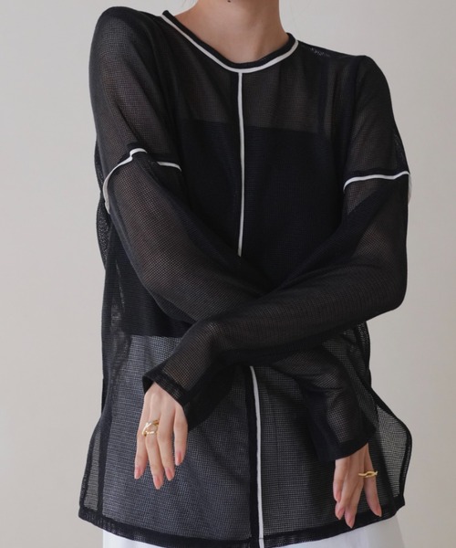 Uenui tシャツ 「ZOZO限定」ライン メッシュ プルオーバー シースルー