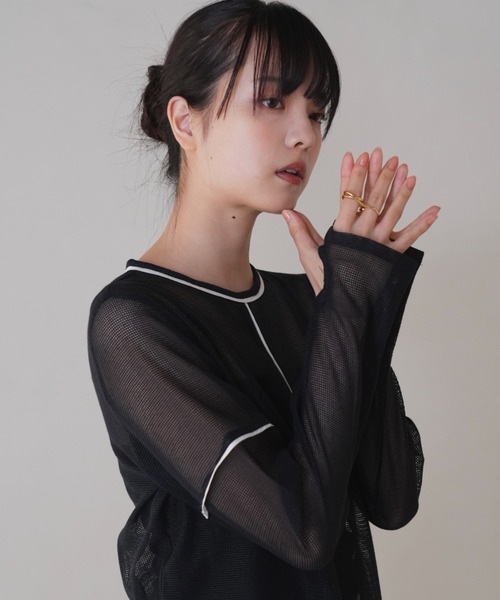 Uenui tシャツ 「ZOZO限定」ライン メッシュ プルオーバー シースルー 