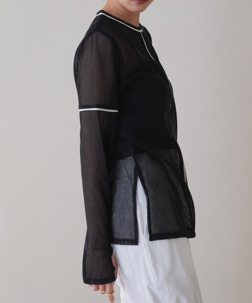 Uenui tシャツ 「ZOZO限定」ライン メッシュ プルオーバー シースルー 