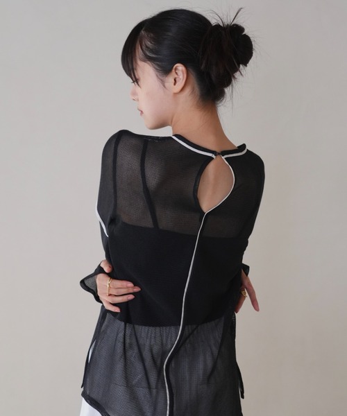 Uenui tシャツ 「ZOZO限定」ライン メッシュ プルオーバー シースルー 