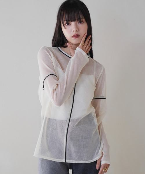 Uenui tシャツ 「ZOZO限定」ライン メッシュ プルオーバー シースルー
