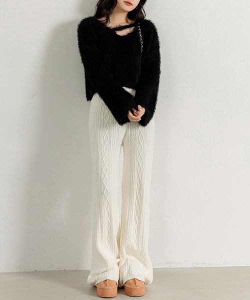 DAY CLOSET ニット セーター レディース ショート丈オープン