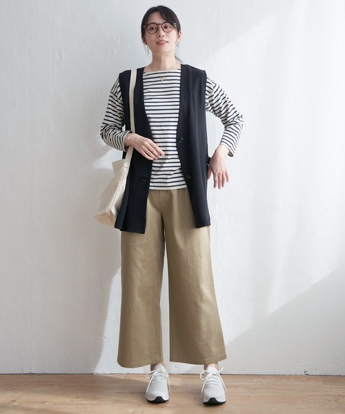 ikka ベスト ジレ ノーカラーサイドスリットジレ レディース