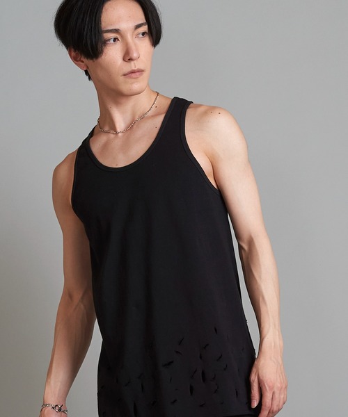NO PAY NO LAY ブラックタンクトップ フリーサイズ NO ID.（ノーアイディー） タンクトップ 「NO ID.」Destroy Tank Top