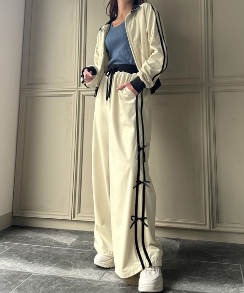 JUNOAH（ジュノア） セットアップ トラックジャケット＋リボンパンツ