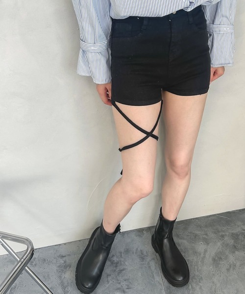 madrepadre パンツ クロスストラップリボンショートパンツ レディース