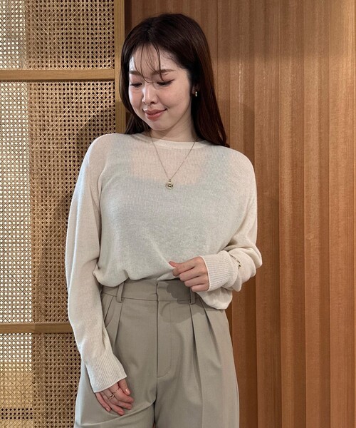 ニット セーター 「軽量/洗える」ファインアルパカ クルーネック レディース UNFILO ニット セーター 「軽量/洗える」ファインアルパカ