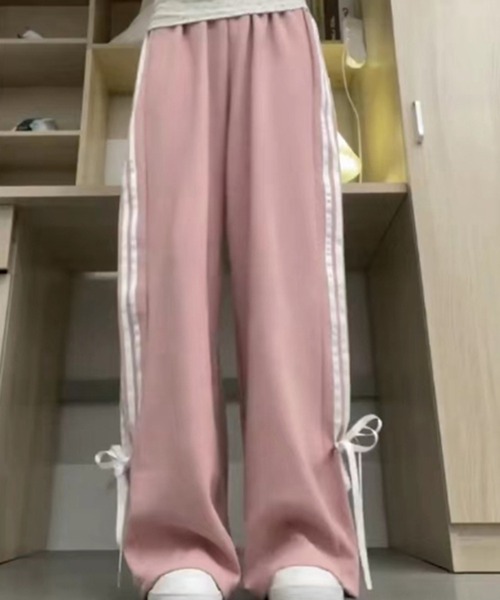 lilful スウェットパンツ ジャージ サイドライン リボン