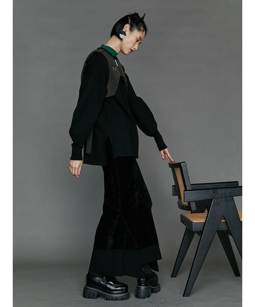 UN3D. 24年製 VELOUR KNIT SK ベロア ニット スカート タイト アンスリード