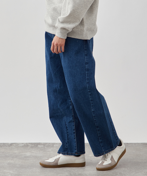 ワイド クロス デニム パンツ レディース サイド ５ポケット B.C STOCK ジーンズ CONVEX 5ポケット ワイドデニムパンツ