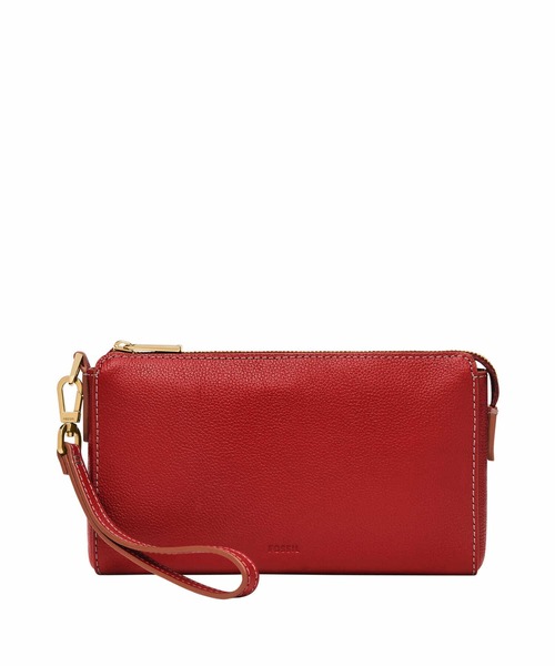 FOSSIL（フォッシル） ポーチ リストレット レディース レザー レッド 