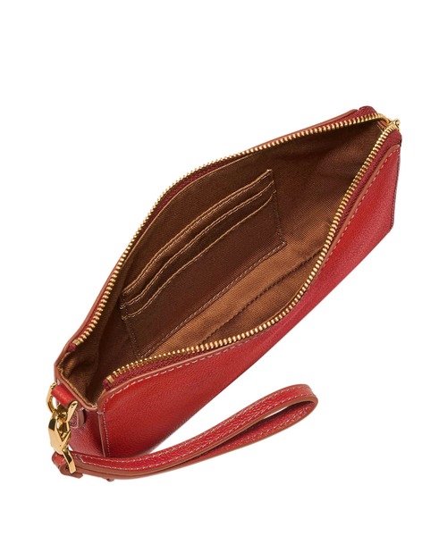 FOSSIL（フォッシル） ポーチ リストレット レディース レザー レッド 