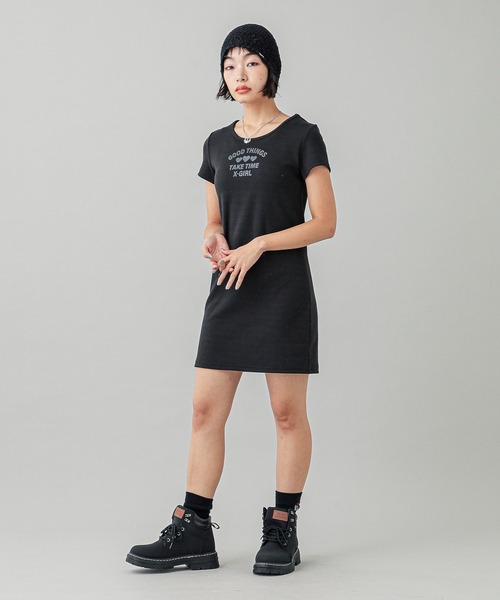 BOX LOGO AND FACE S/S BIG TEE DRESS（ワンピース）｜X-girl