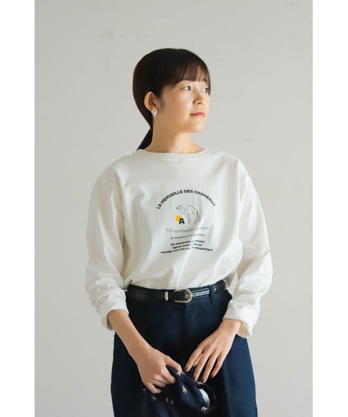 tシャツ ラクダモチーフプリント　長袖TEE レディース