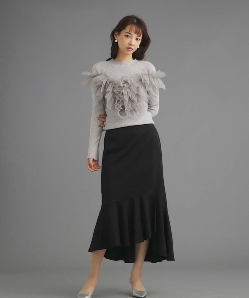 FRAY I.D チュールギャザーフリルスリーブニットプルオーバー SALE／50%OFF】FRAY I.D チュールギャザーフリルスリーブニット