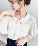 ブラウス シャツ 夏 半袖 シフォンジョーゼッ...の詳細画像5