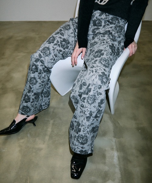パンツ Flower Pattern Denim Wide Pants パンツ Flower Pattern Denim Wide Pants Denim Flower / Wide
