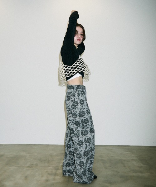 パンツ Flower Pattern Denim Wide Pants パンツ Flower Pattern Denim Wide Pants Denim Flower / Wide