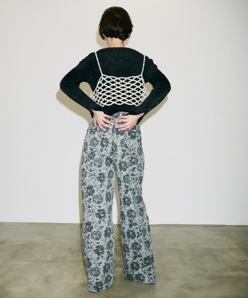 パンツ Flower Pattern Denim Wide Pants パンツ Flower Pattern Denim Wide Pants Denim Flower / Wide