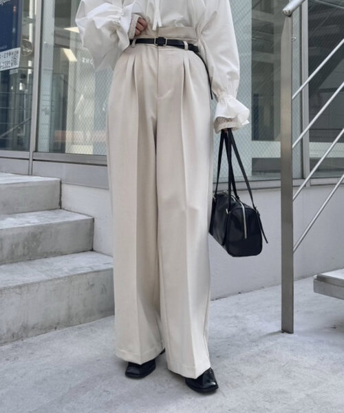 mystic パンツ ベルト付きスラックス2 レディース : ZOZOTOWN