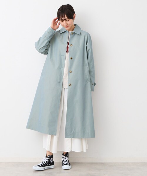 ALBINO TEODORO 黒×ブルー 花柄 イタリア製ステンカラーコート L ハイネックコート スタンドカラー メンズ ロング トレンチ ピーコート