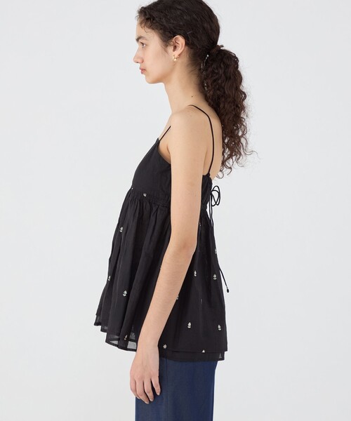 【ne Quittez pas】キャミソールトップス TOMORROWLAND｜【別注】ne Quittez pas BLACK POPLIN ORGANZE